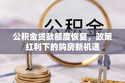 支付公积金贷款额度恢复，政策红利下的购房新机遇